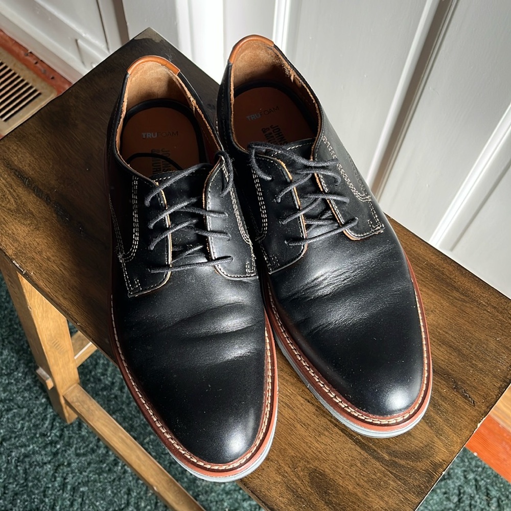 Johnston & Murphy Upton Plain Toe Oxfords - Black Full Grain - 8.5 M